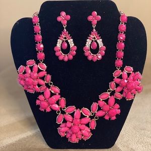 Pink Necklace Earring Set